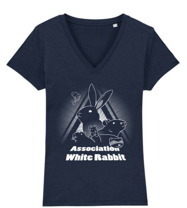 T-shirt bio col V femme - bleu marine