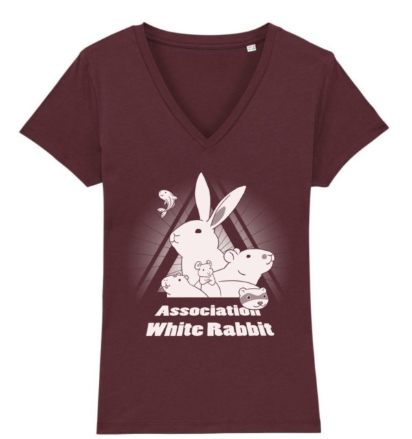 T-shirt bio col V femme - bordeaux