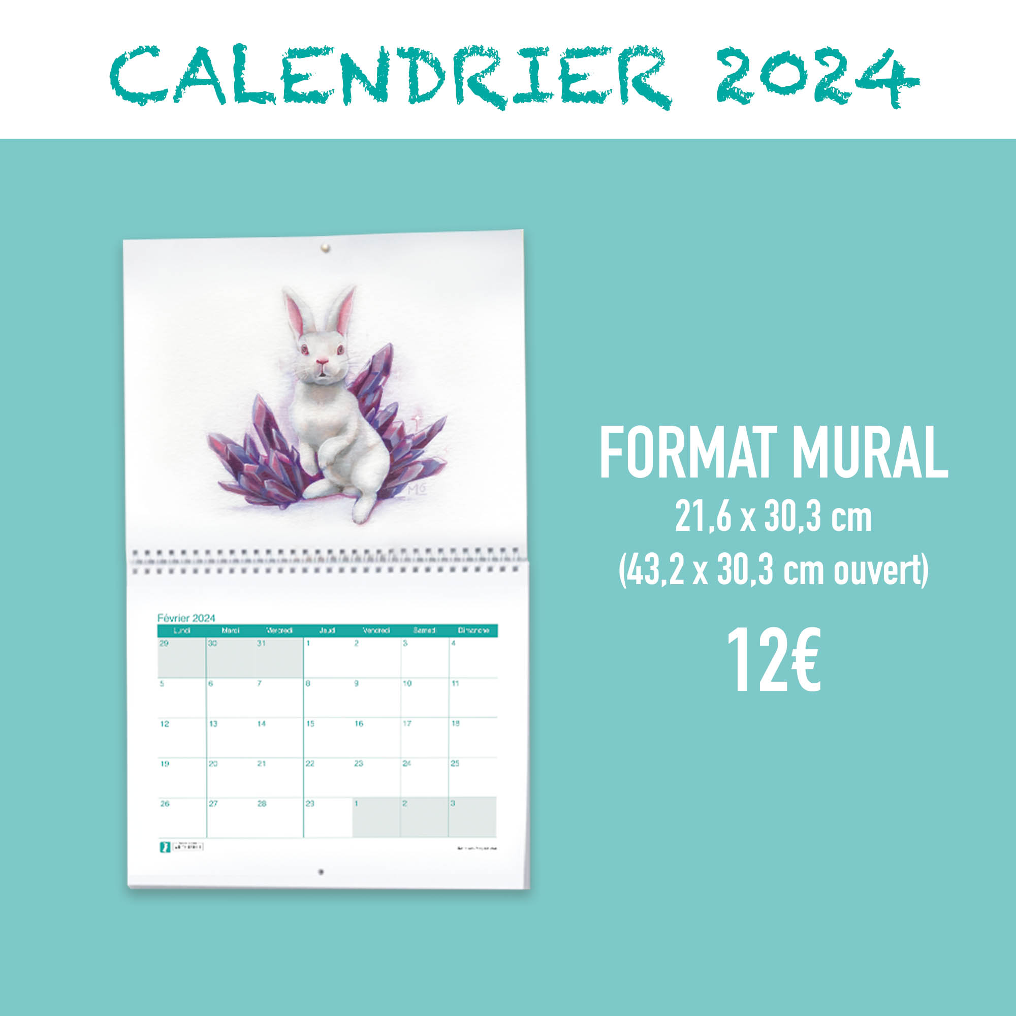 Calendrier 2024 – mural – White Rabbit