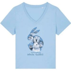 T-shirt bio col V femme 2024 - bleu